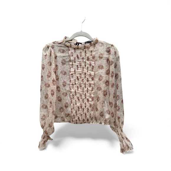 Zara Floral Ruffle Sheer Blouse - Picture 3 of 10